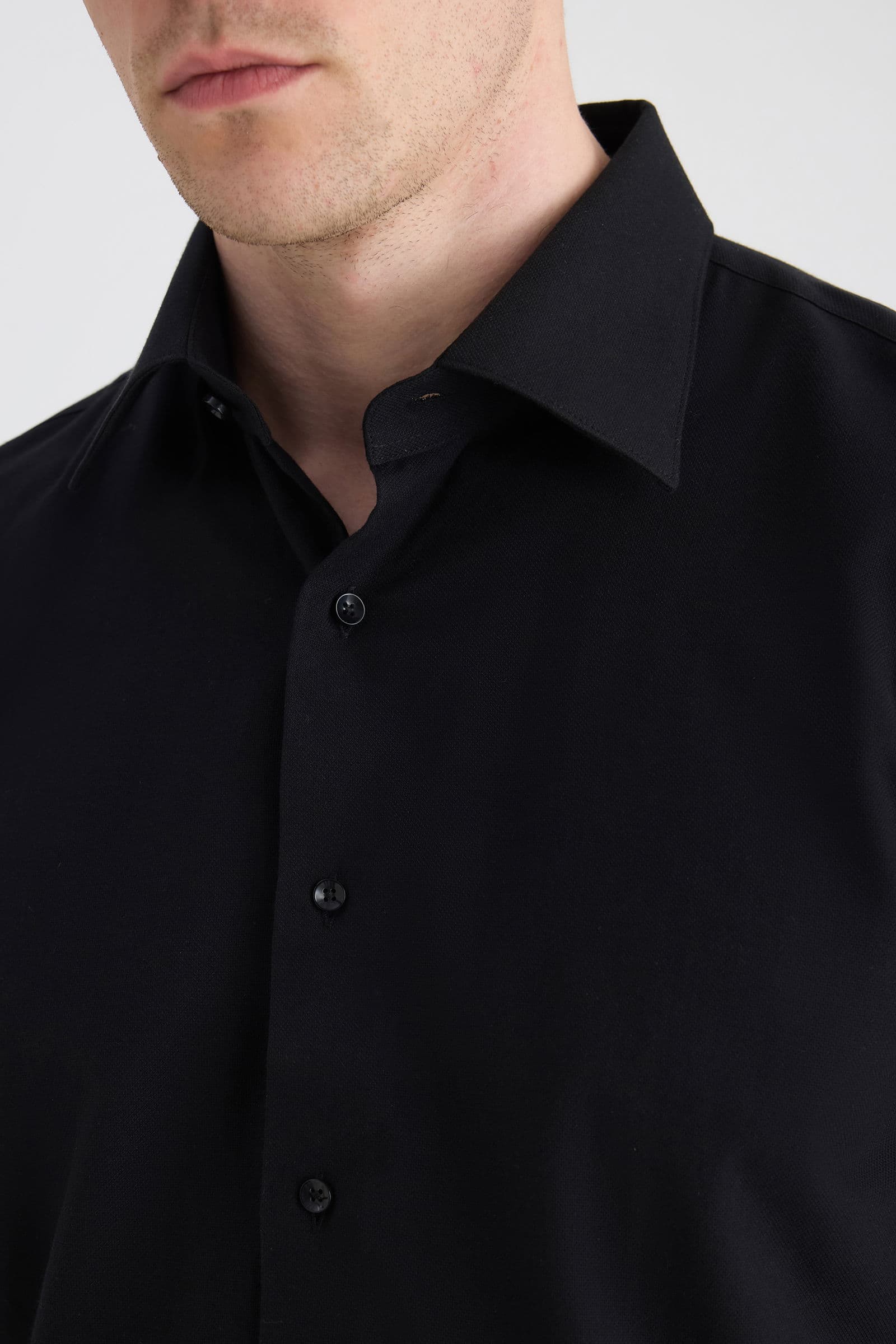 Ds Damat Slim Fit Siyah Armürlü Gömlek görsel 2