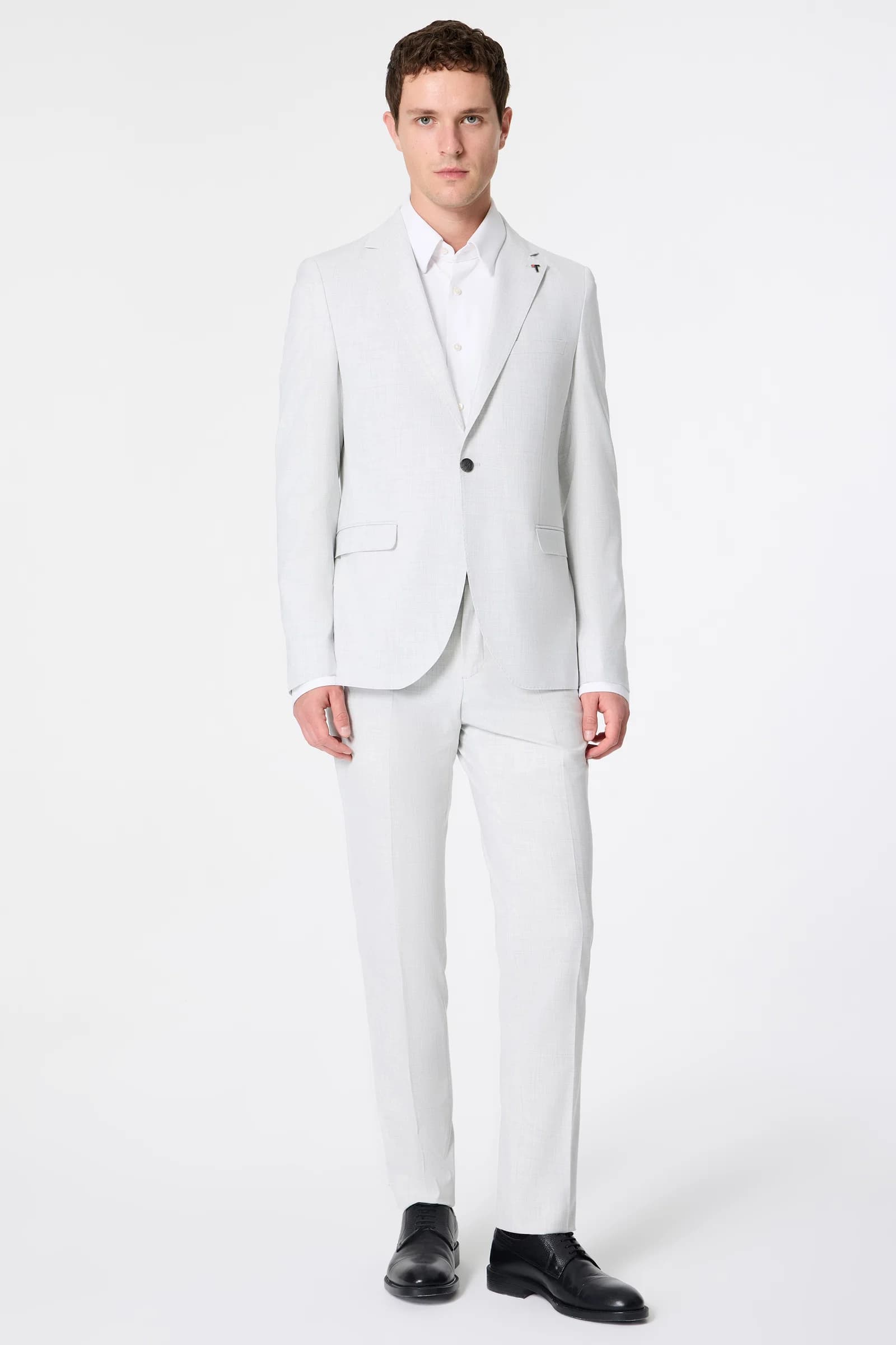 Tween Slim Fit Koyu Gri Armürlü Takim Elbise