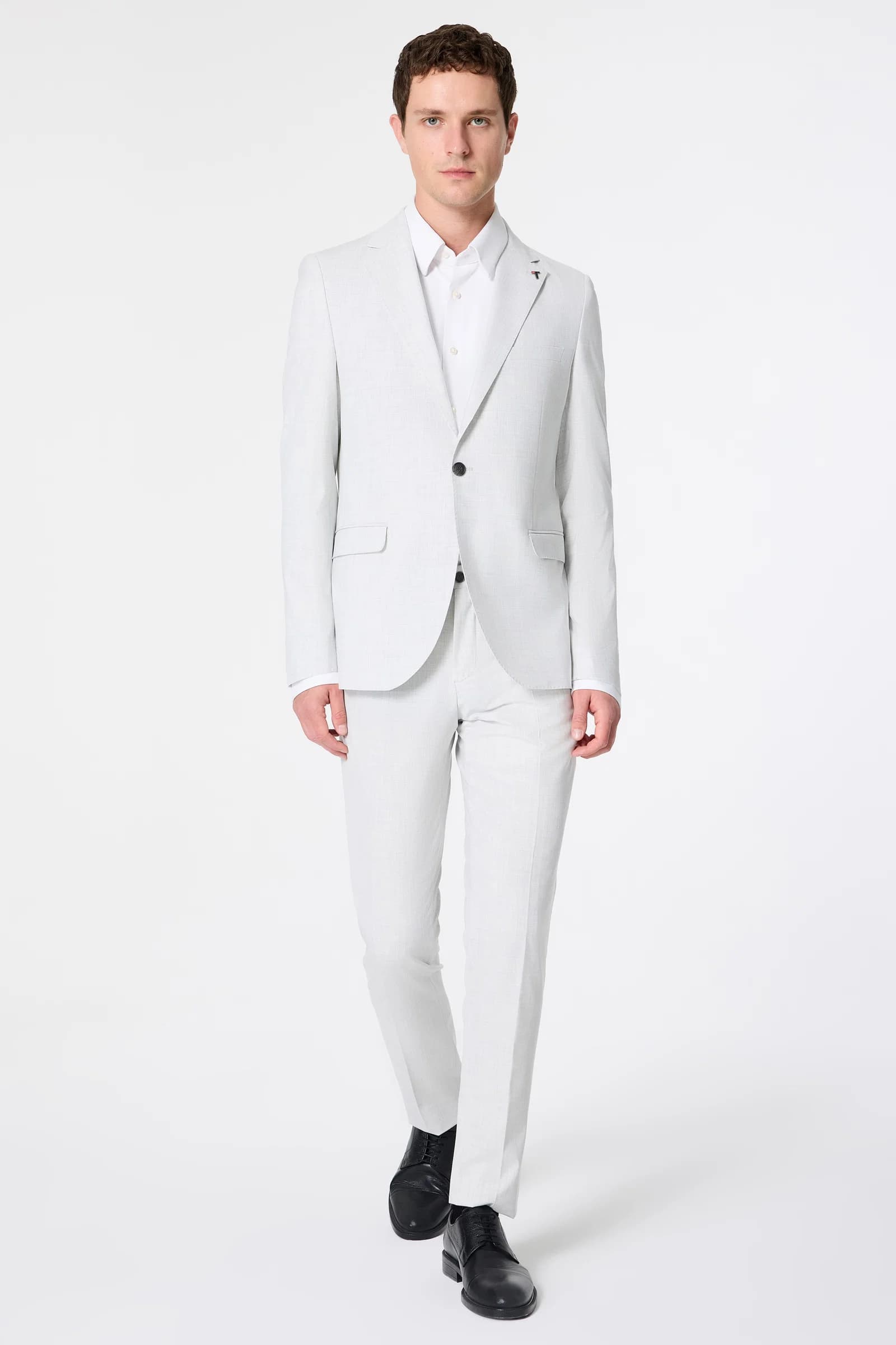 Tween Slim Fit Koyu Gri Armürlü Takim Elbise görsel 4