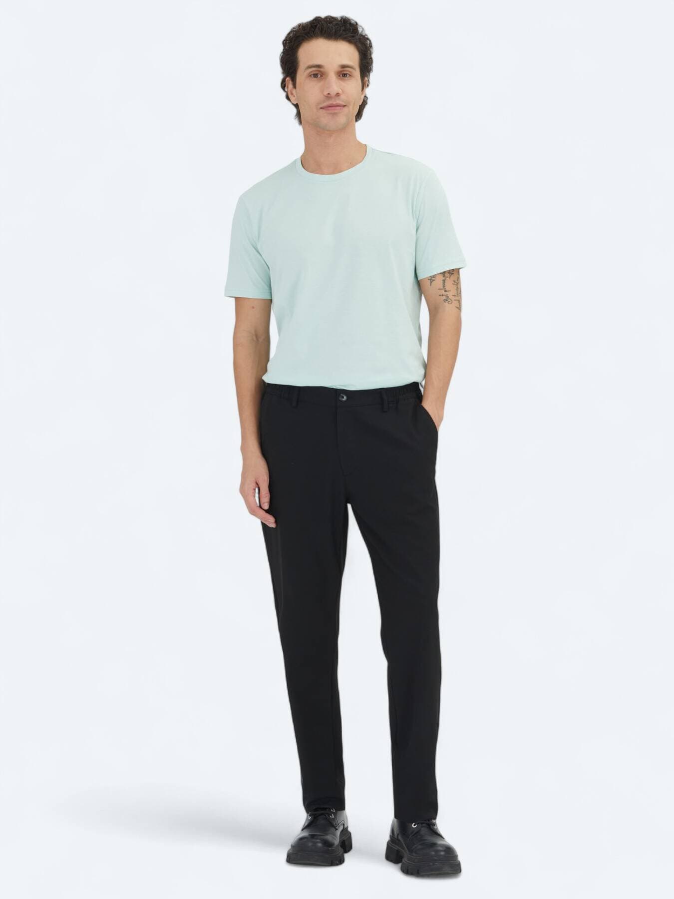 Siyah Düz Dokuma Jogging Fit Casual Pantolon